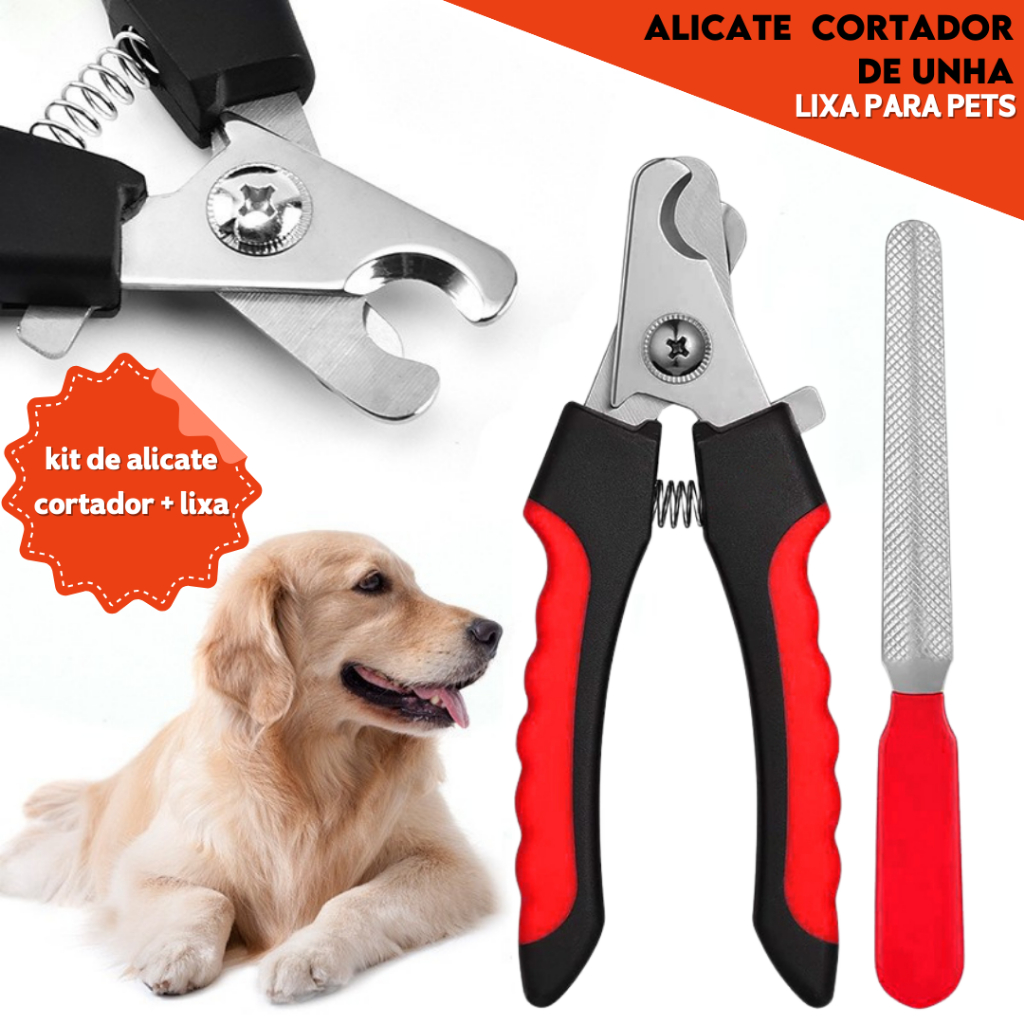 Kit Cortador de Unha para Cães e Gatos – Alicate + Lixa Antideslizante Profissional | Aviv