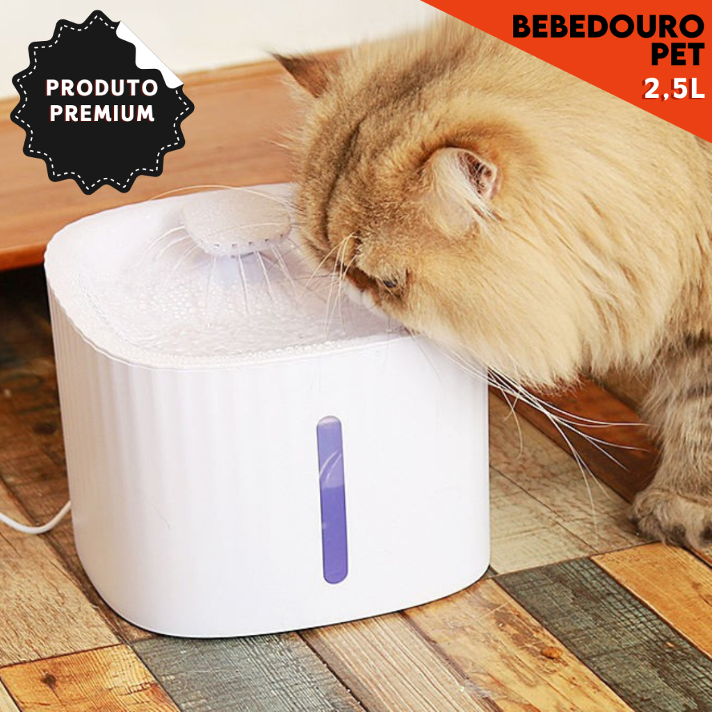Bebedouro Fonte Água Automático Elevado Pet Gato Cão Filtro Silencioso USB Hidratação