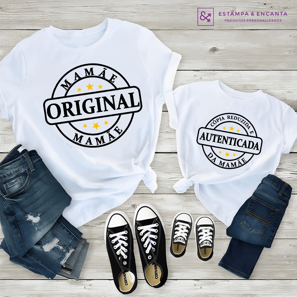 Kit Camisa Mãe e Filha - Blusa Mãe e Filho Copia Reduzida e Autenticada da Mamãe - Branca ou Preta em Oferta na Shopee