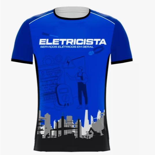 Camiseta Camisa Uniforme Eletricista azul