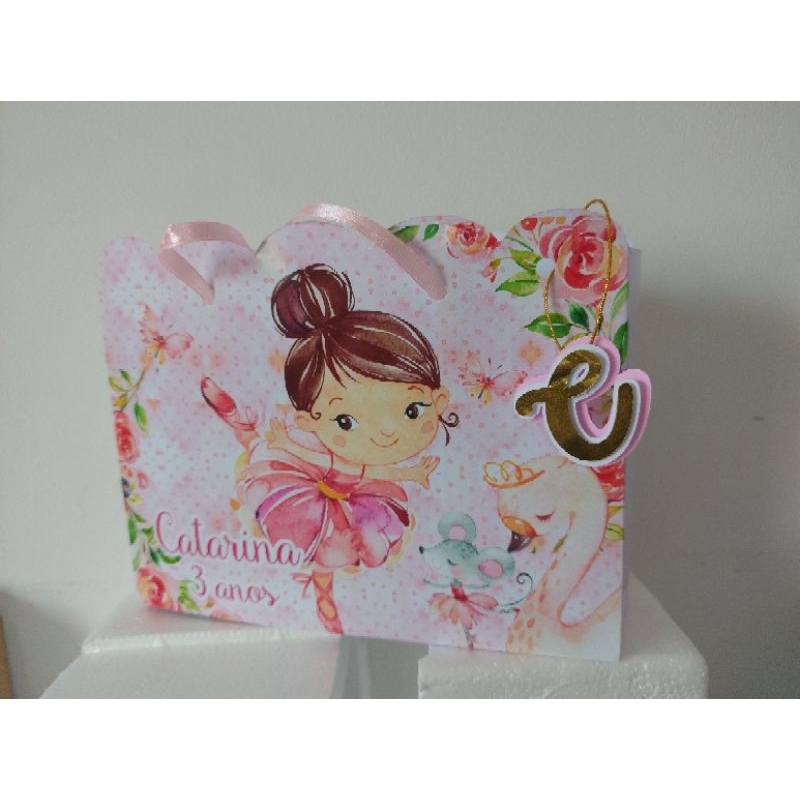 Sacolas Personalizadas Bailarina 10 peças lembrancinhas de aniversário kit festa