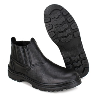 bota botina em couro legítimo bico pvc.. em Oferta na Shopee