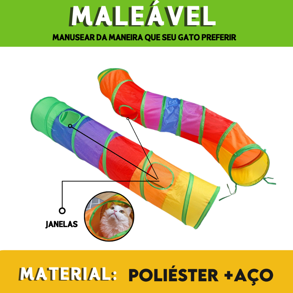 Tunel Brinquedo Labirinto Colorido Para Pets Dobrável - BC