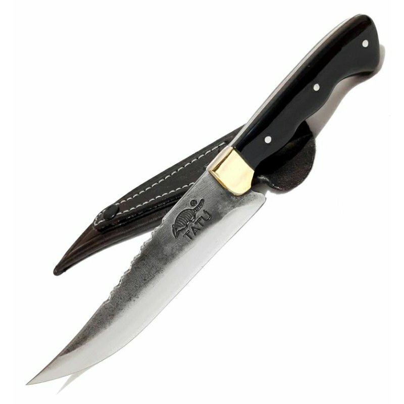 Faca Artesanal Churrasco Gaúcha Tatu 6'' Lâmina Disco Arado Cabo de Acrílico Preto (Similar ao Chifre)
