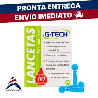 Lanceta Repositora De Lancetador 28g Com 100 Unidades Gtech em Oferta na Shopee