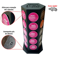 Porta Cápsulas DOLCE GUSTO Suporte 30 Cápsulas Giratório TORRE Organizador Cantinho Café Dolce MDF