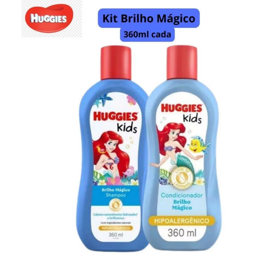 Kit Shampoo e Condicionador Huggies Brilho Mágico Ariel 360 ml Cada