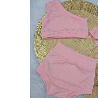 Conjunto Infantil: Conforto e Estilo para Pequenas Estrelas Canelado - Blusa + Calcinha em Oferta na Shopee