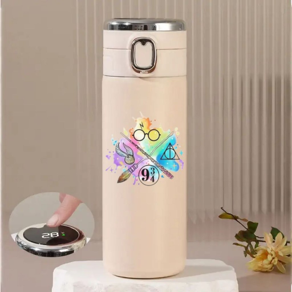 Garrafa Térmica De Aguá Harry Potter Com Medidor de Temperatura Personalizada Com Nome 420ml Presente em Oferta na Shopee