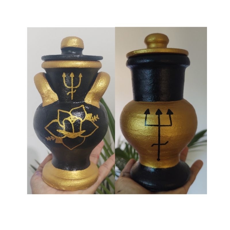 Quartinha de barro pombagira Exu do Ouro Dama da noite Menina preta e dourado umbanda candomblé