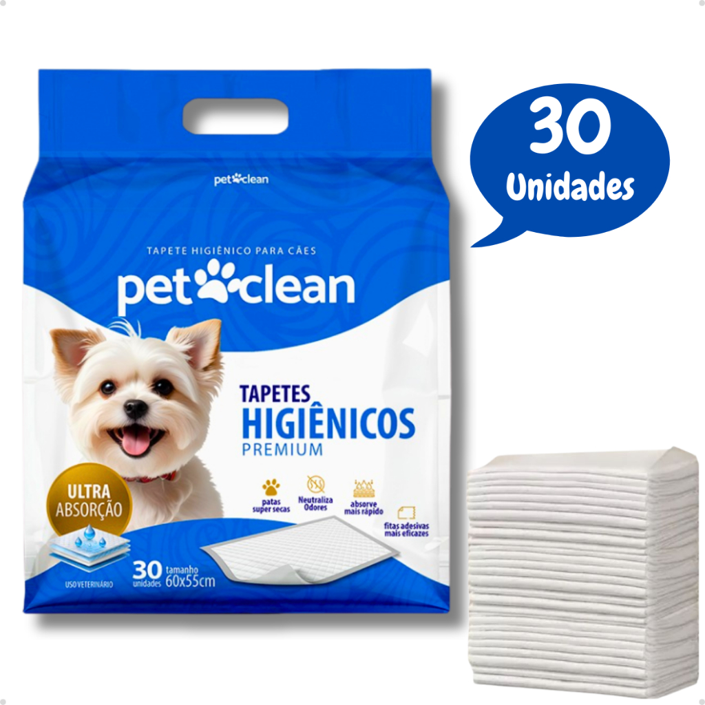 Tapete Higiênico Premium para Cachorro Tecnologia Gel Alta Absorção Pet Clean 60 x 55 cm em Oferta na Shopee