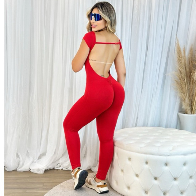Macacão Fitness Empina Manga Feminino - TAM.ÚNICO