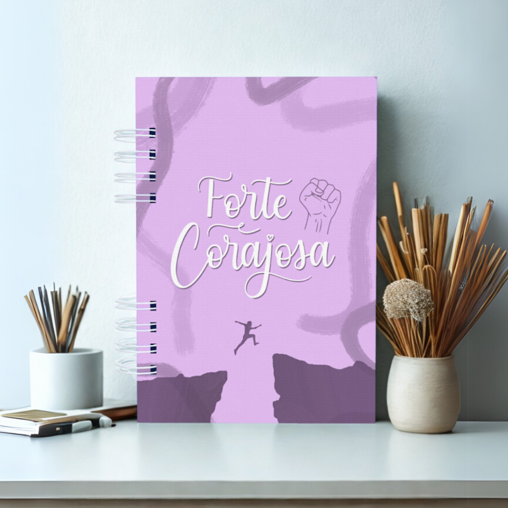 Caderno A5 90g Bullet Jornal Pontilhado Pautado Anotações Seja Forte e Corajosa Feminino Wire-o Luxo