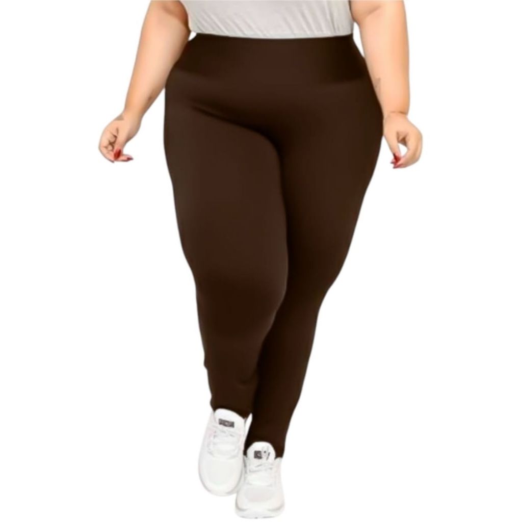 Legging Plus Size Feminina Cintura Alta Zero Transparência Academia/Fitness em Oferta na Shopee