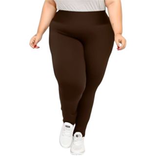 Legging Plus Size Feminina Cintura Alta Zero Transparência Academia/Fitness em Oferta na Shopee
