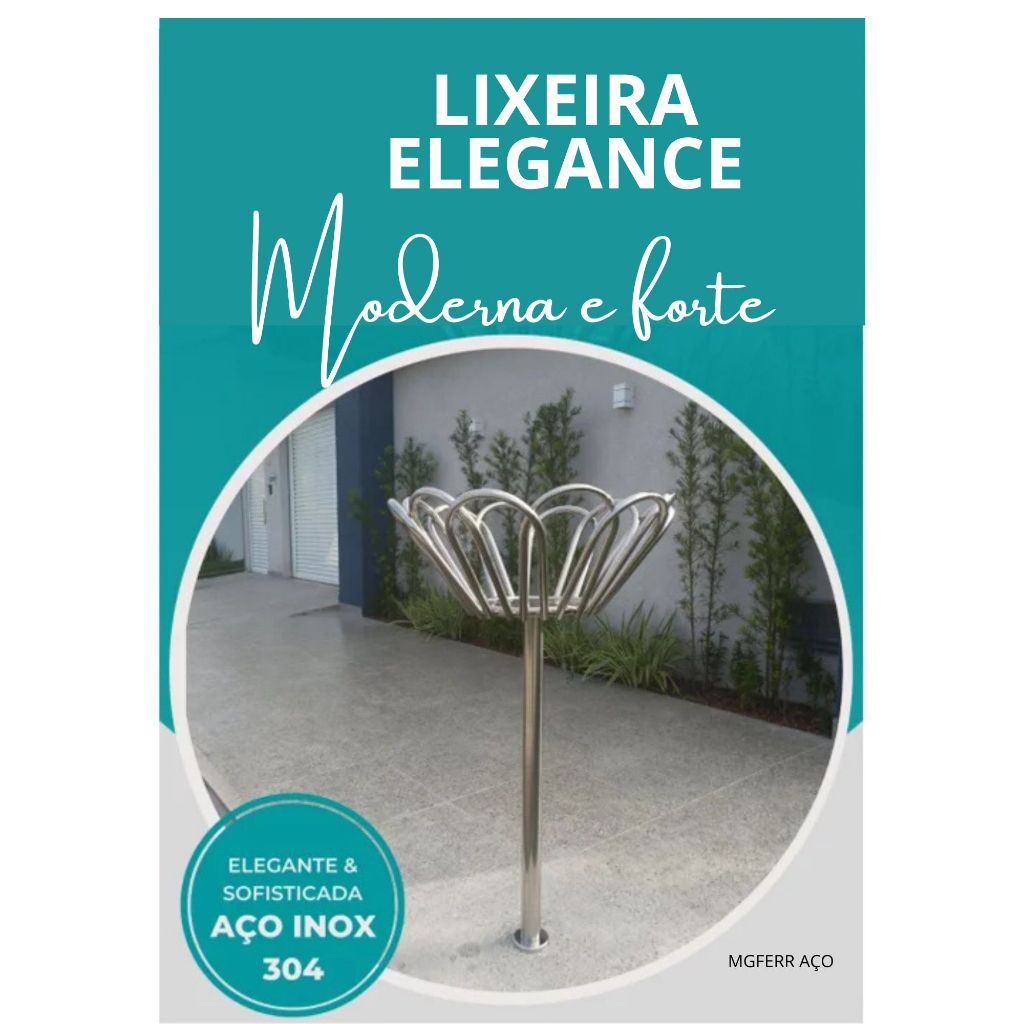 LIXEIRA ELEGANCE de calçada estilosa, lixeira inox galvanizada embutida grande