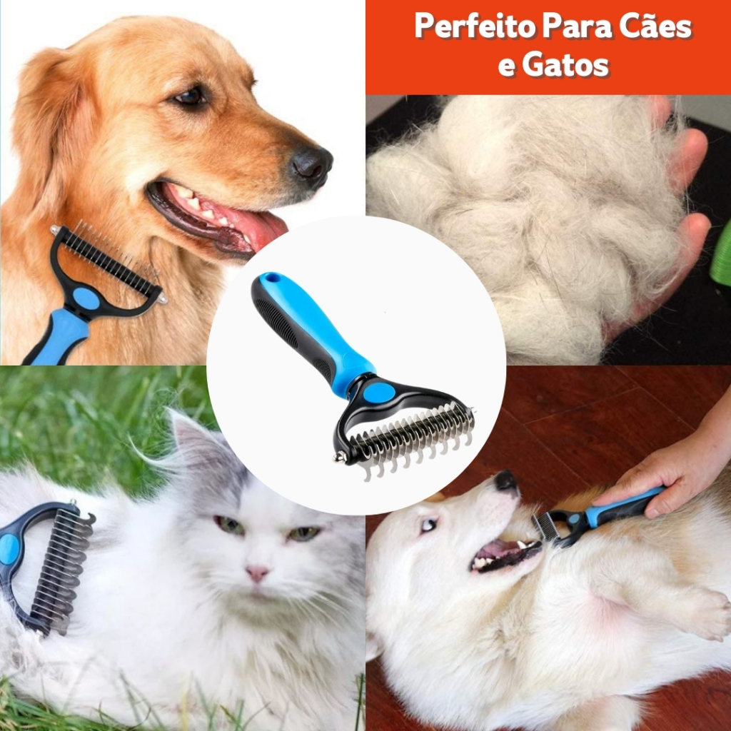 Rasqueadeira 2 em 1 Para Cães e Gatos | Remove Pelos Mortos e Desembola com Conforto - BARUCH em Oferta na Shopee