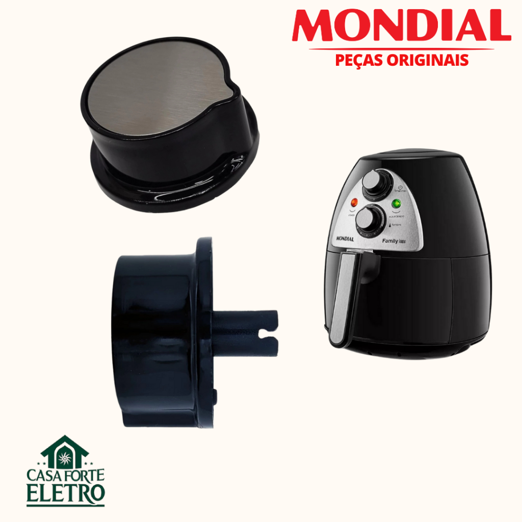 Botão Preto Original Timer Air Fryer Mondial Af01 Af05 Naf03 Chavetado
