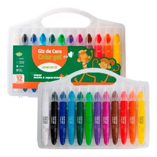 Giz De Cera Color Gel 12 Cores Unidades Leoeleo em Oferta na Shopee
