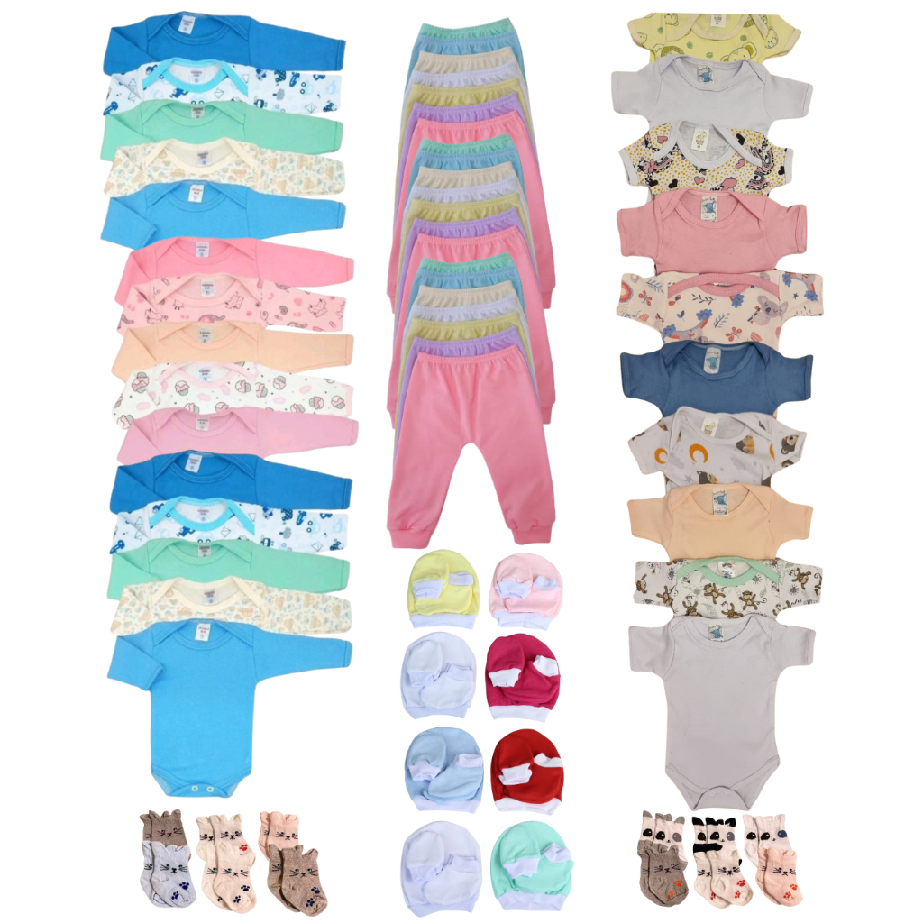 Kit 13 peças enxoval bebê body calça e meia Algodão em Oferta na Shopee