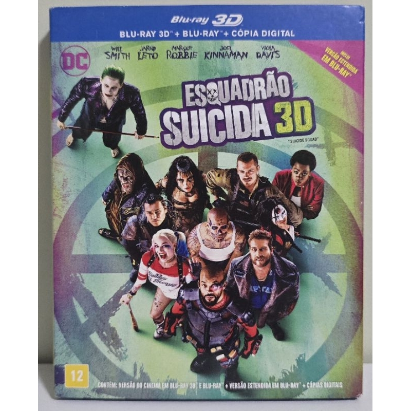 BOX ESQUADRÃO SUICIDA BLU-RAY 3D + BLU-RAY - INCLUI VERSÃO CINEMA E ESTENDIDA (3 DISCOS)
