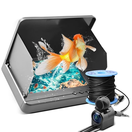 Localizador de Peixes 4.3" IPS, Câmera Sub IP68 1080P, Visão Noturna, Bateria 5000mAh 9.5H