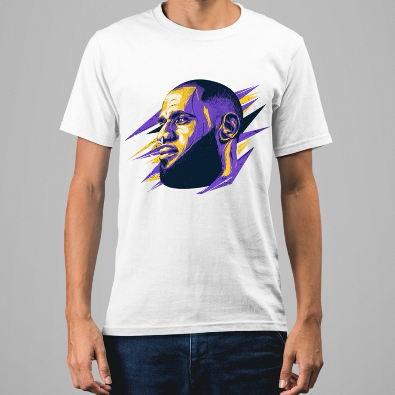 Blusa Masculina LeBron James NBA Lakers Camiseta Algodão Estampada DTF