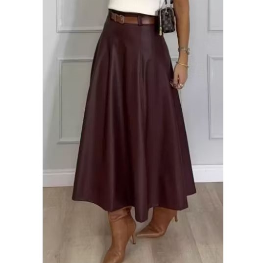 Saia de courino e Malha Scuba Godê Longa cintura alta elegante do PP ao g3 moda evangélica