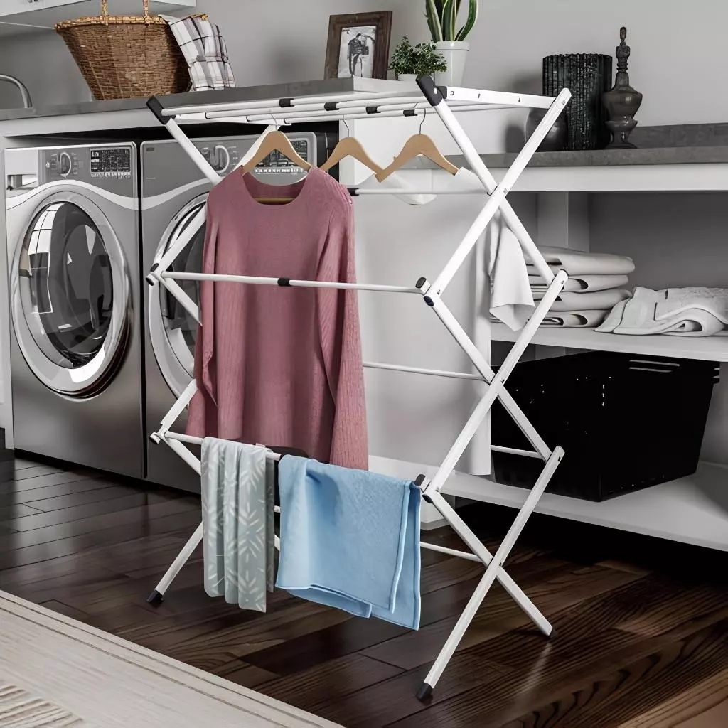 Varal de chão sanfonado oval retrátil guardachuva modular calcinha cueca calça meia Apartamento Casa