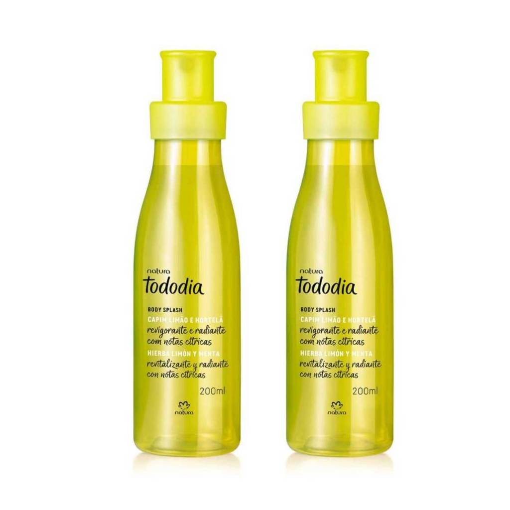 Kit com 02 unidades do Body Splash Desodorante Colônia Tododia Body Capim Limão e Hortelã 200 ml Natura