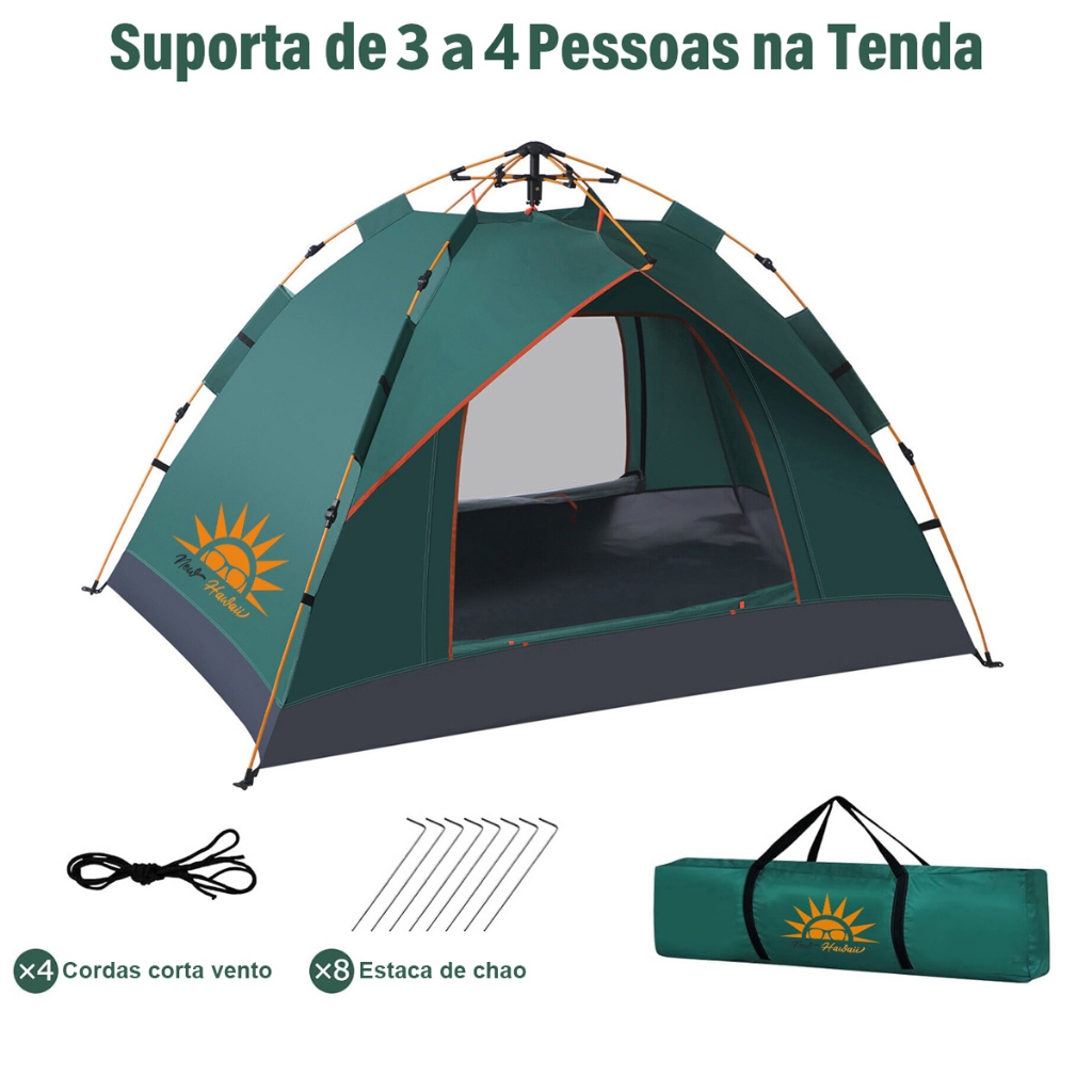 Barraca de Camping Automática Pop-up Portátil,Tendas Acampamento Para 3-4 Pessoas 200cm*200cm*135cm