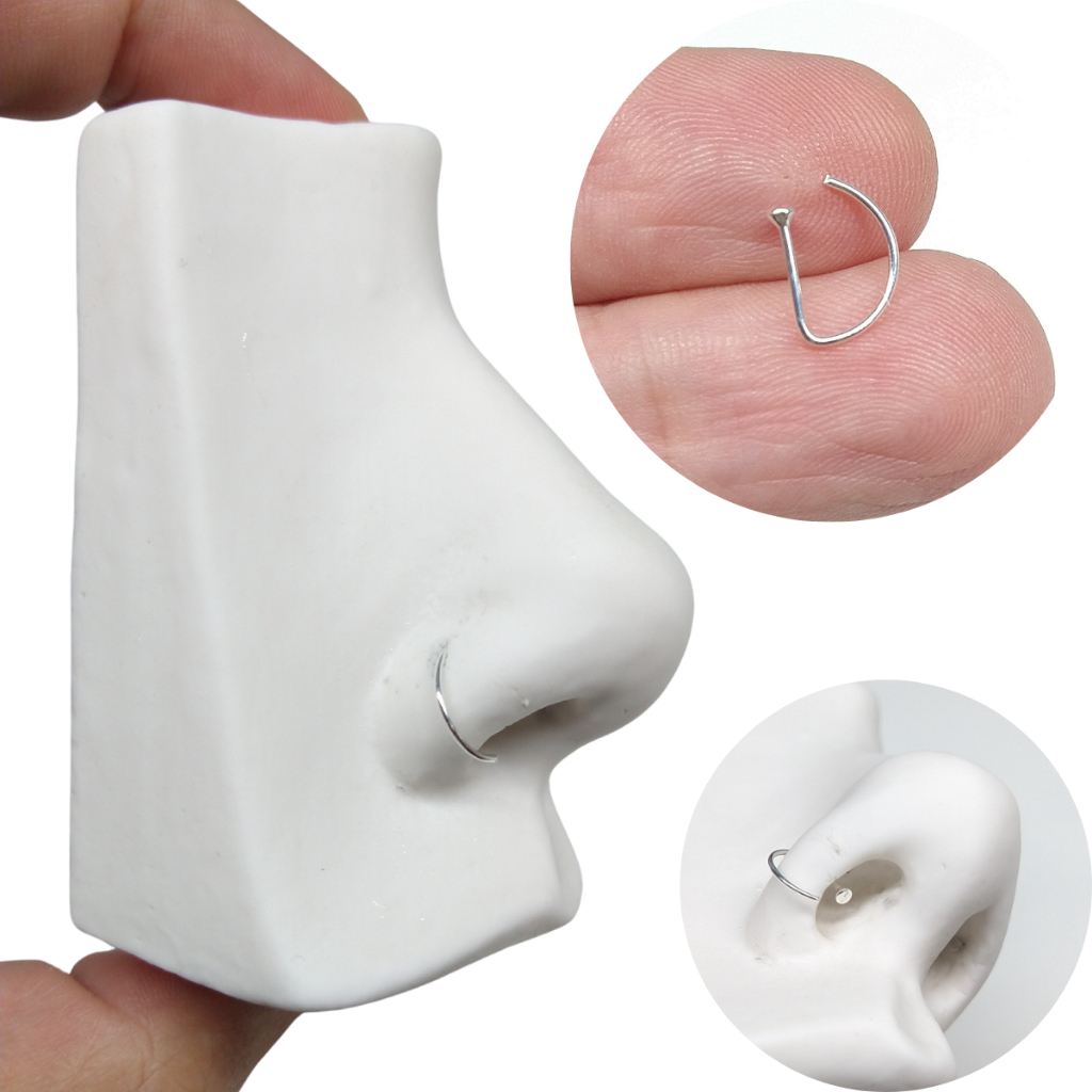 Piercing De Nariz Nostril D-ring Em Prata 925 em Oferta na Shopee