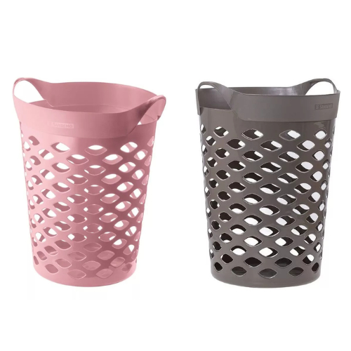 Cesto de Roupas Flexivel 44 Litros Rosa ou Cinza Redondo Com Alça Sanremo em Oferta na Shopee