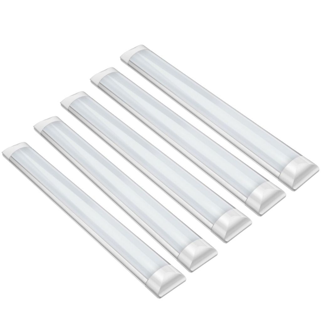 Kit 5 Luminárias Tubular Flat 120cm Led 36w Sobrepor Slim Calha - Elgin em Oferta na Shopee