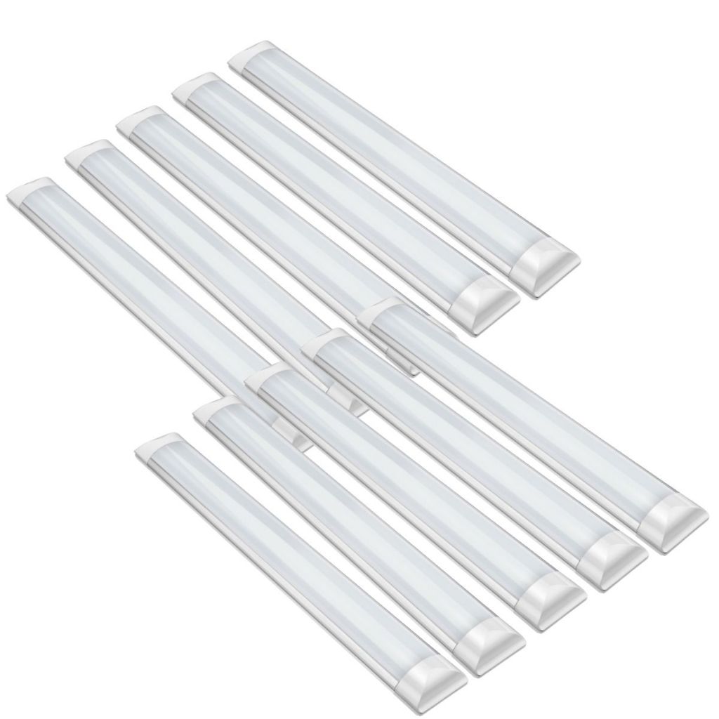 Kit 10 Luminárias Tubular Flat 120cm Led 36w Sobrepor Slim Calha - Elgin em Oferta na Shopee