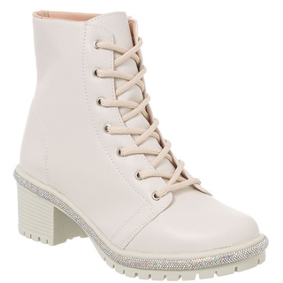 Bota Coturno Feminino Tratorada Leve Strass Cano médio Moda Tendência Promoção S4999-1129 em Oferta na Shopee