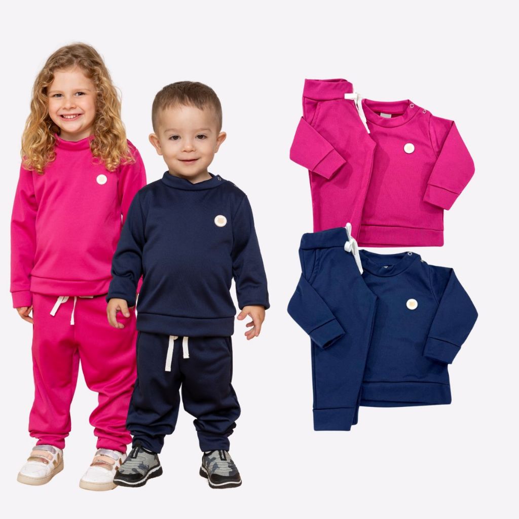 Kit 2 Conjuntos Inverno Calça e Blusa 4 Peças Infantil Helanca Peluciada Agasalho