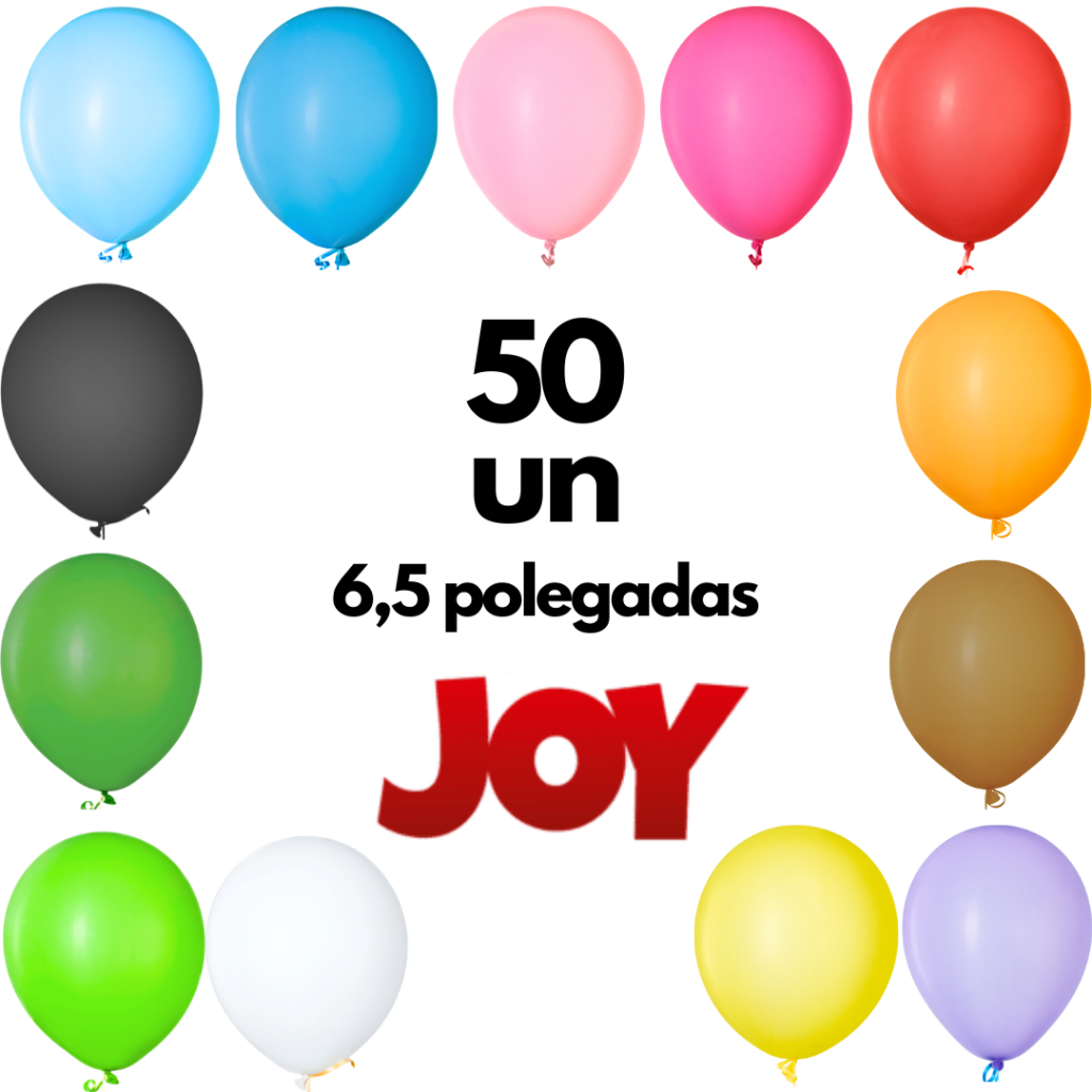 50 Bexigas Joy 6,5" Latex Coloridas Para Decoração Festa Temática Comemoração em Oferta na Shopee