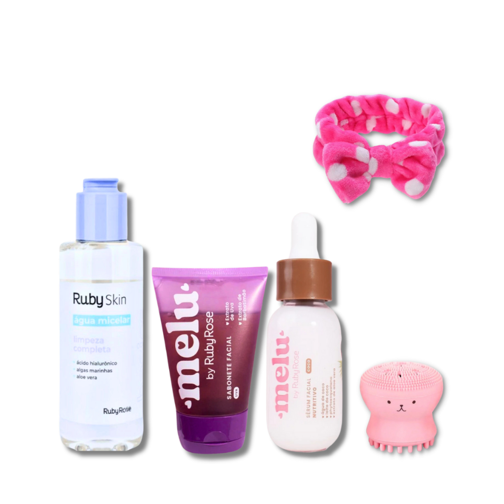 Kit Skincare Cuidados Com a Pele Diário Completo 5 Itens Ruby Rose Melu