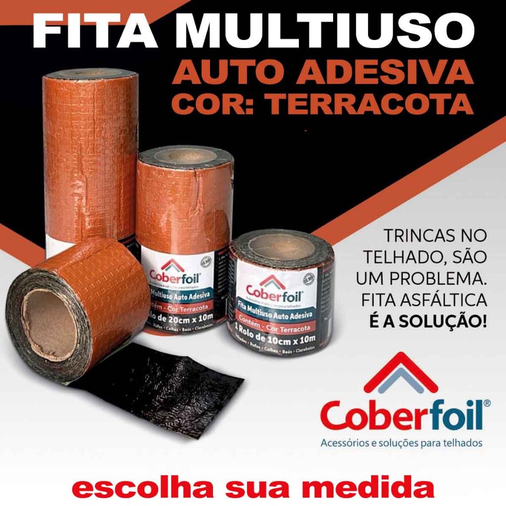 Manta Asfáltica Terracota Telhado Auto Adesiva 20cm 30cm 45cm x 10m Resistência Durabilidade NF