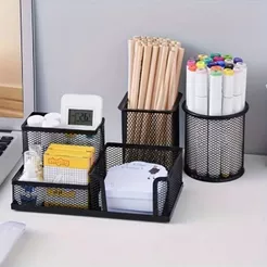 Organizador De Canetas 3 Compartimentos Lápis Mesa De Escritório Porta Treco Decoração Papelaria