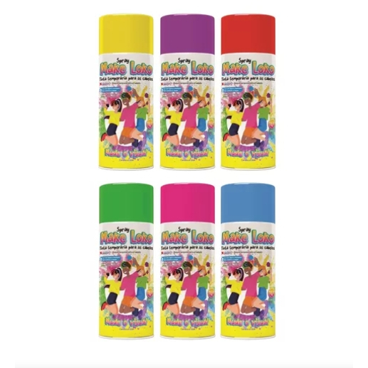 Tinta Spray temporária para Cabelo ( Make Loko ) 120ML AZUL, VEREMLHO, AMARLO, VERDE, ROSA, VIOLETA