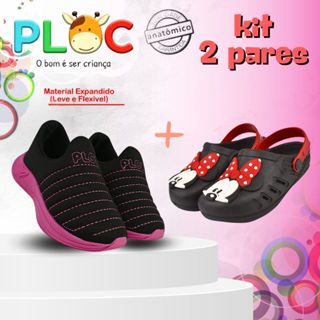 KIT 2 PARES PLOC - 1 TÊNIS CALCE FÁCIL COLORS + 1 SANDÁLIA   (Bab16 PRETO MINNIE) em Oferta na Shopee