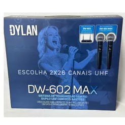 Microfone Sem Fio Duplo Digital UHF Dylan DW-602 Max
