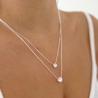 Colar duplo ponto de luz banhado à prata em Oferta na Shopee