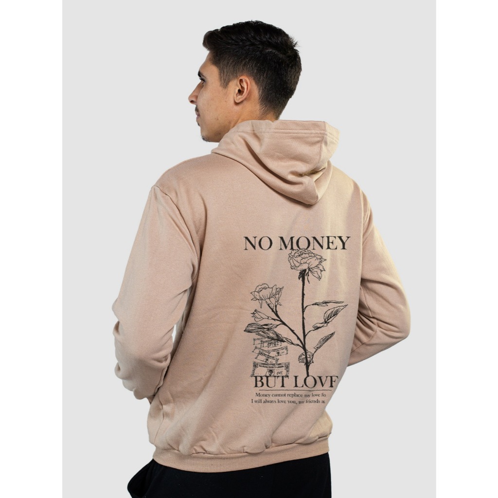 Moletom Canguru No Money But Love Capuz e Bolso Flanelado Unissex Masculino Feminino Blusa De Frio