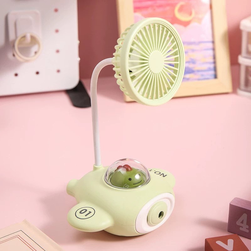 Mini Ventilador De Mesa Com Apontador de Lapis Aviãozinho Modelo com Luz