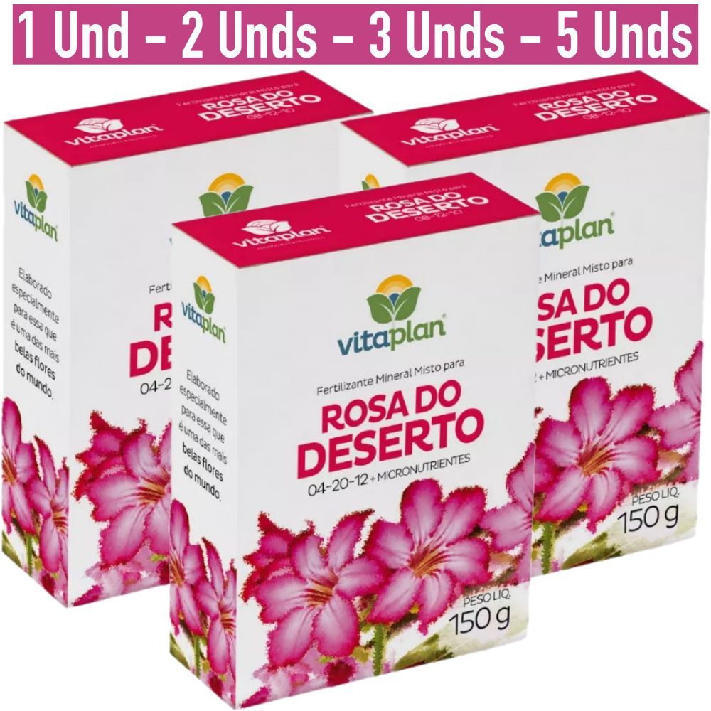 Adubo Fertilizante p/ Rosa do Deserto c/ 150g (Und/Kit) VITAPLAN em Oferta na Shopee