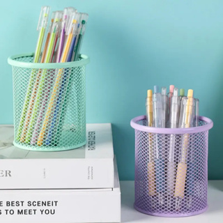 Organizador Porta Caneta Metal Candy Color Lápis Mesa De Escritório Porta Treco Decoração Papelaria em Oferta na Shopee