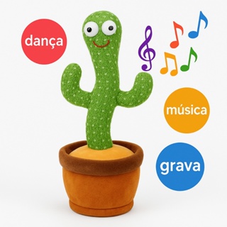 Brinquedo Cacto Dançante Falante Imita Voz Com Musicas Interativo Brinca em Oferta na Shopee